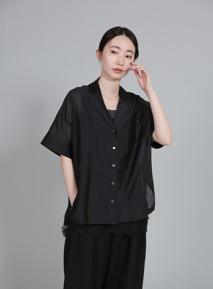 Et】Open-Collar Sheer Shirt – SELECT MOCA