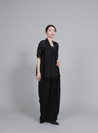 【Et】Open-Collar Sheer Shirt