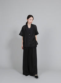 【Et】Open-Collar Sheer Shirt