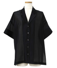 【Et】Open-Collar Sheer Shirt