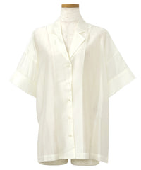 【Et】Open-Collar Sheer Shirt