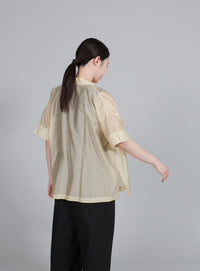 【Et】Open-Collar Sheer Shirt