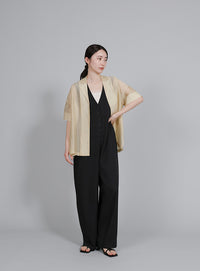 【Et】Open-Collar Sheer Shirt