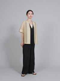 【Et】Open-Collar Sheer Shirt
