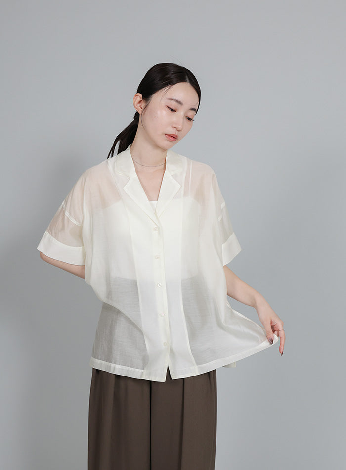 Et】Open-Collar Sheer Shirt – SELECT MOCA