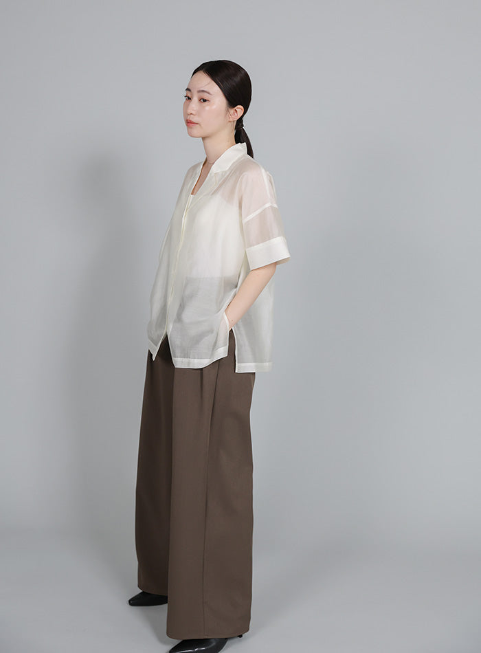 Et】Open-Collar Sheer Shirt – SELECT MOCA