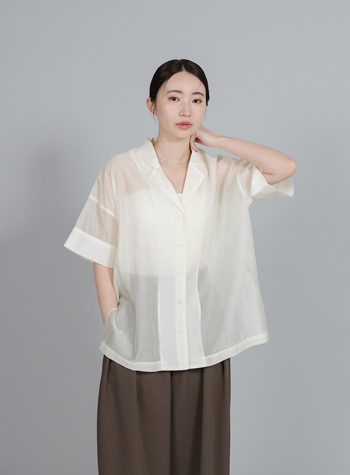 Et】Open-Collar Sheer Shirt – SELECT MOCA