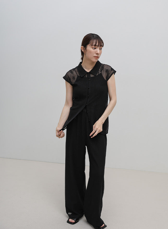 フロントボタンシアー刺繍ブラウス【セットアップ対応】 – SELECT MOCA