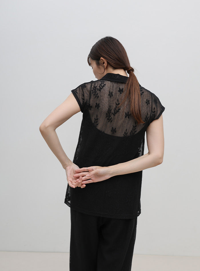 フロントボタンシアー刺繍ブラウス【セットアップ対応】 – SELECT MOCA