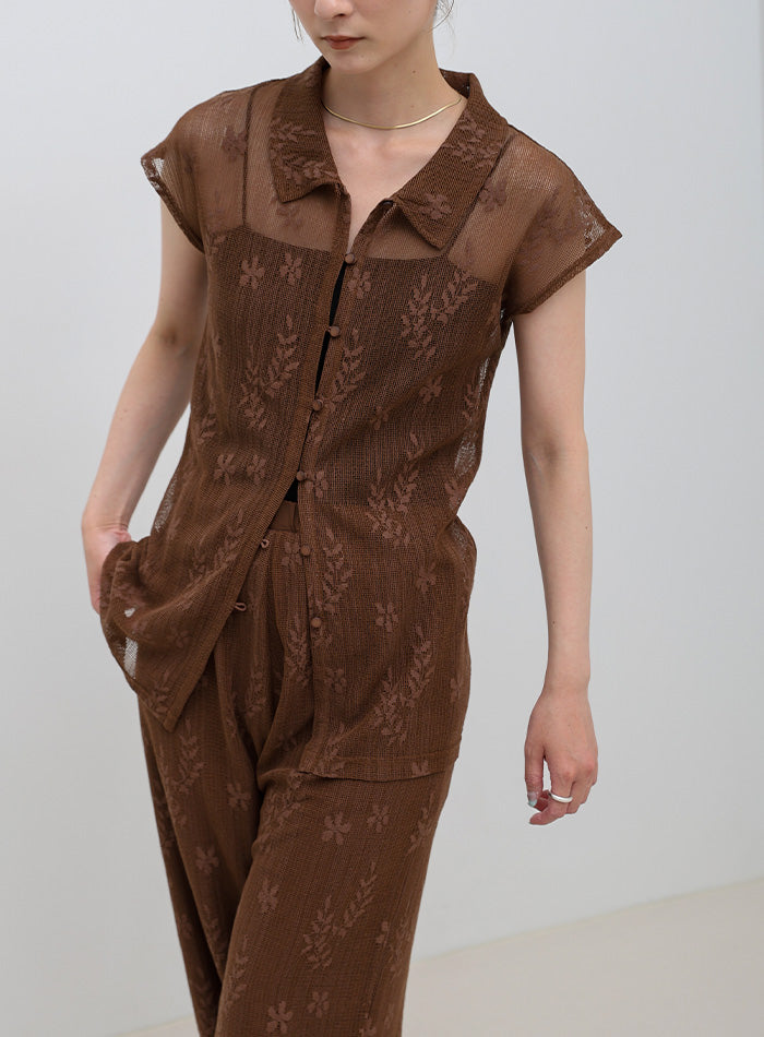 フロントボタンシアー刺繍ブラウス【セットアップ対応】 – SELECT MOCA