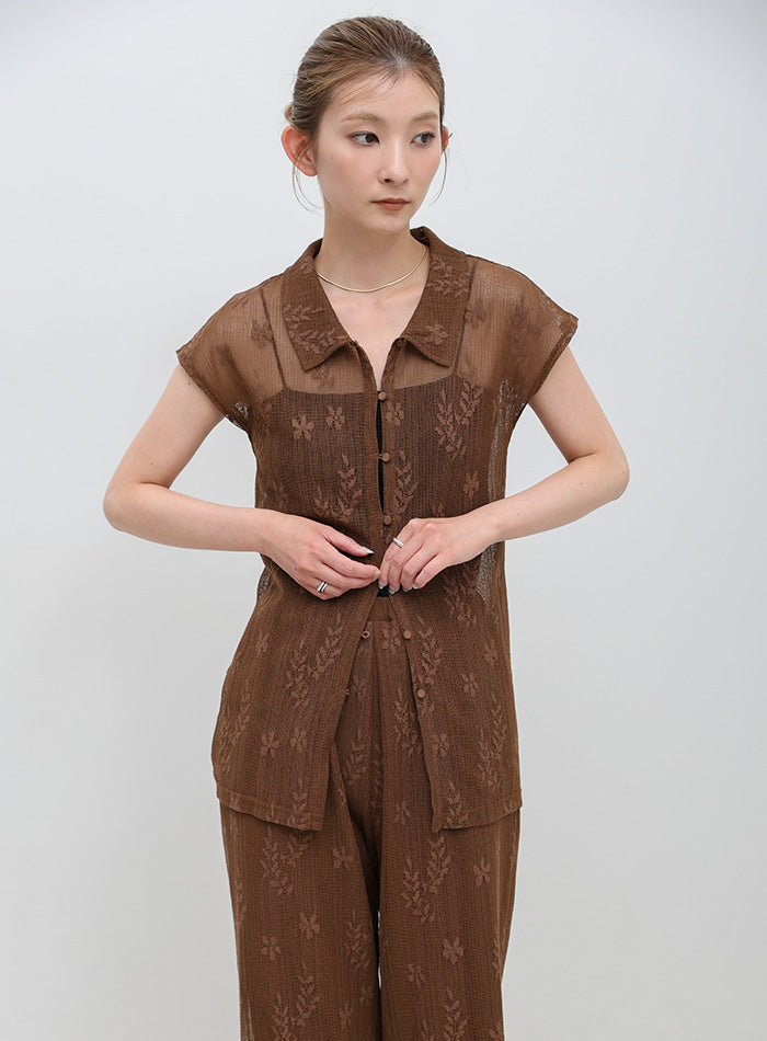 フロントボタンシアー刺繍ブラウス【セットアップ対応】 – SELECT MOCA