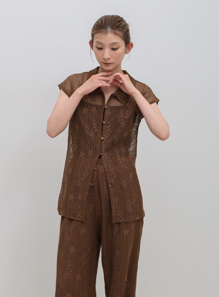 フロントボタンシアー刺繍ブラウス【セットアップ対応】 – SELECT MOCA