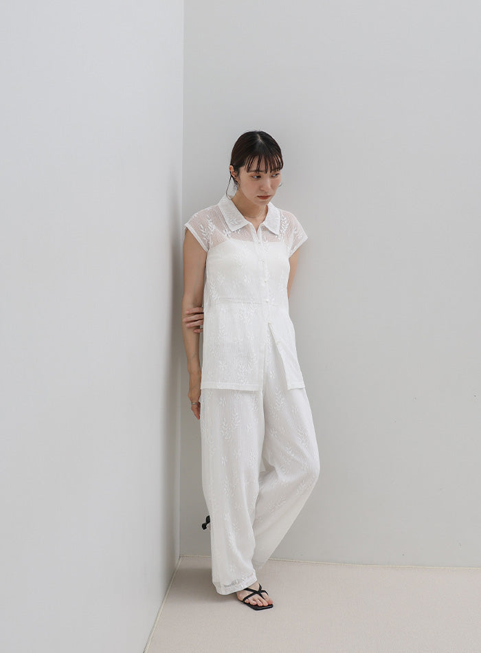 フロントボタンシアー刺繍ブラウス【セットアップ対応】 – SELECT MOCA