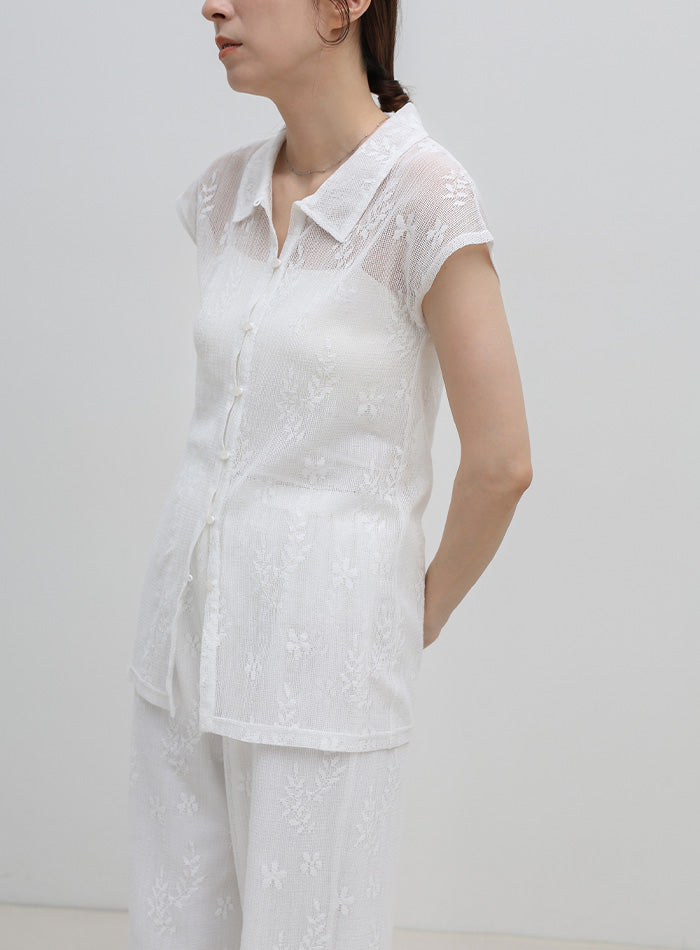 指定服7点 フロントボタンシアー刺繍ブラウス【セットアップ対応】 – SELECT MOCA