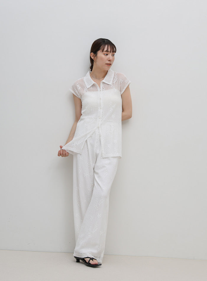 フロントボタンシアー刺繍ブラウス【セットアップ対応】 – SELECT MOCA