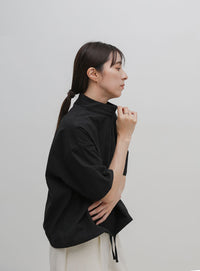 ハーフジップドロストシャツ