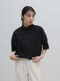 ハーフジップドロストシャツ