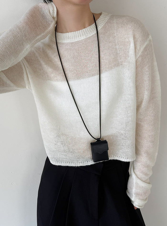シアーショートニットトップス【by SON】 – SELECT MOCA