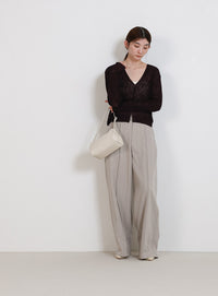 シアーリブVネックカーディガン