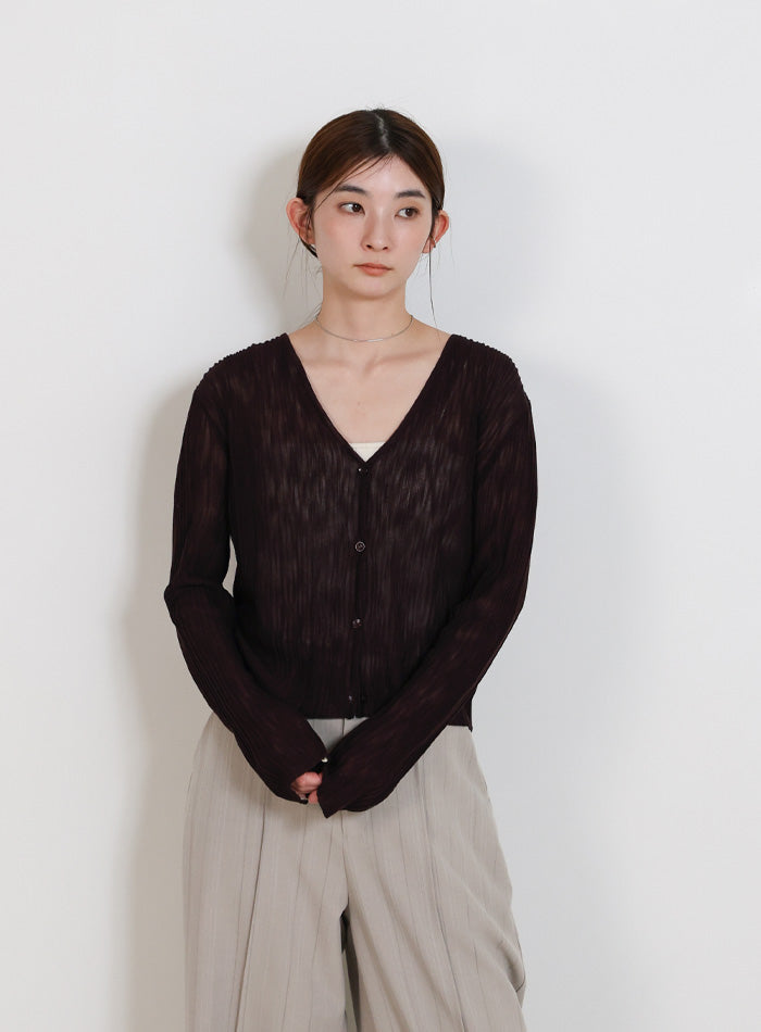 シアーリブVネックカーディガン – SELECT MOCA