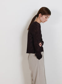 シアーリブVネックカーディガン