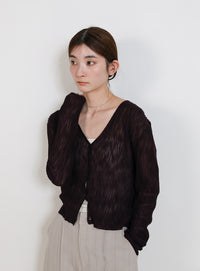 シアーリブVネックカーディガン