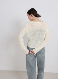 シアーリブVネックカーディガン