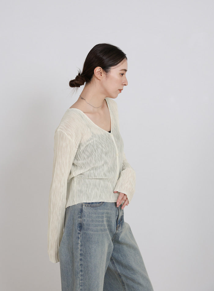 シアーリブVネックカーディガン – SELECT MOCA