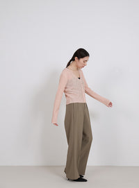 シアーリブVネックカーディガン