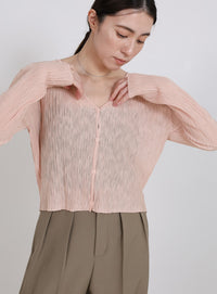 シアーリブVネックカーディガン