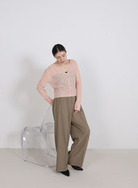 シアーリブVネックカーディガン