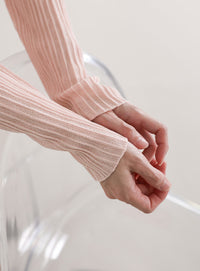 シアーリブVネックカーディガン