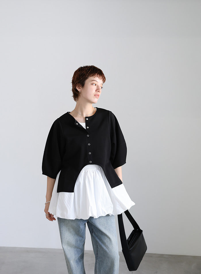フロントカーブラインランタンスリーブカーディガン – SELECT MOCA