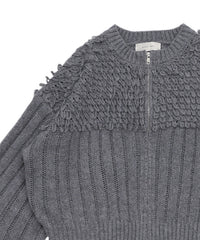 ループデザインダブルジップカーディガン