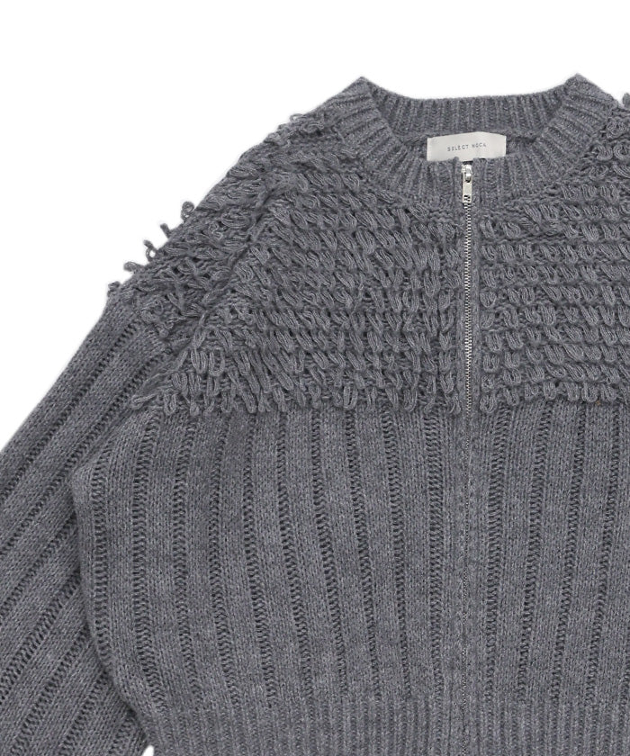 ループデザインダブルジップカーディガン