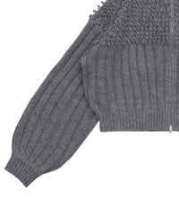 ループデザインダブルジップカーディガン