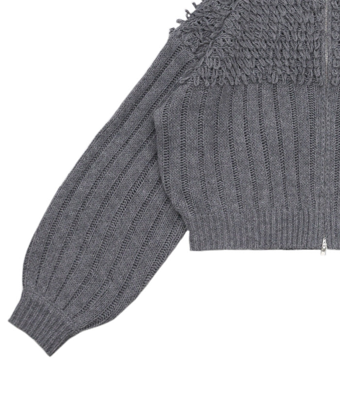 ループデザインダブルジップカーディガン