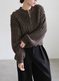 ループデザインダブルジップカーディガン