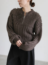 ループデザインダブルジップカーディガン