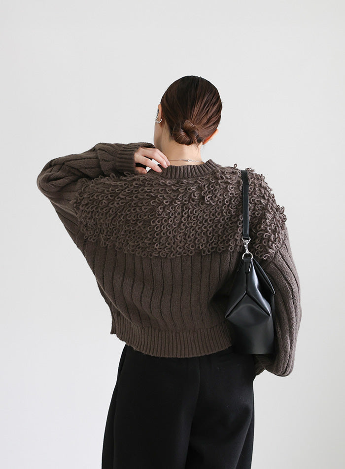 ループデザインダブルジップカーディガン