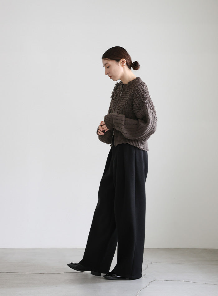 ループデザインダブルジップカーディガン