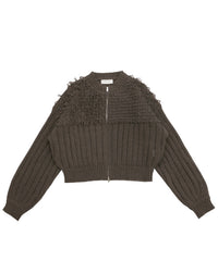 ループデザインダブルジップカーディガン