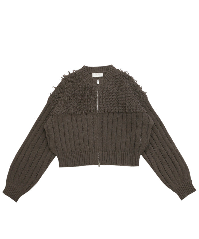 ループデザインダブルジップカーディガン