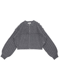 ループデザインダブルジップカーディガン