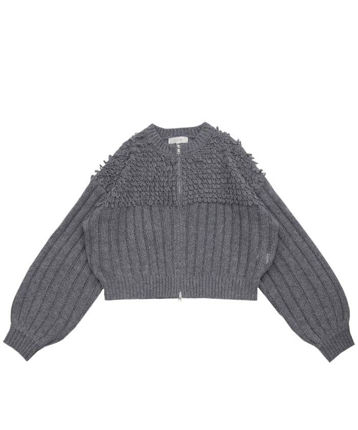 ループデザインダブルジップカーディガン