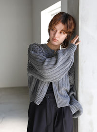 ループデザインダブルジップカーディガン