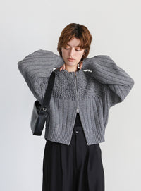 ループデザインダブルジップカーディガン