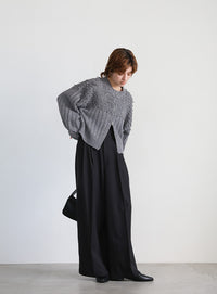 ループデザインダブルジップカーディガン