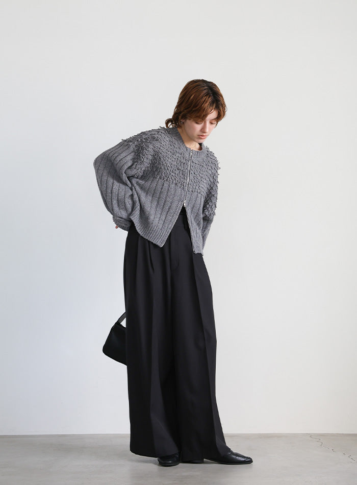 ループデザインダブルジップカーディガン