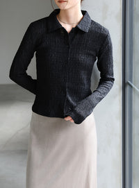 シャーリングポロカーディガン